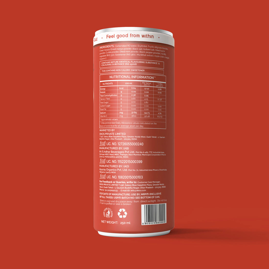 EKOS Masala Cola Prebiotic Reset soda - Pack of 6