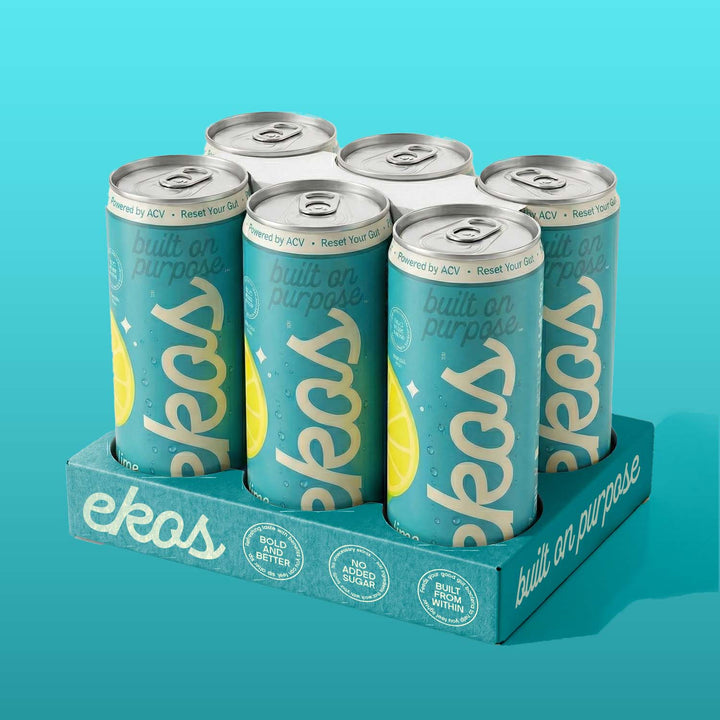 EKOS Lime & Lemon Prebiotic Reset soda- Pack of 6