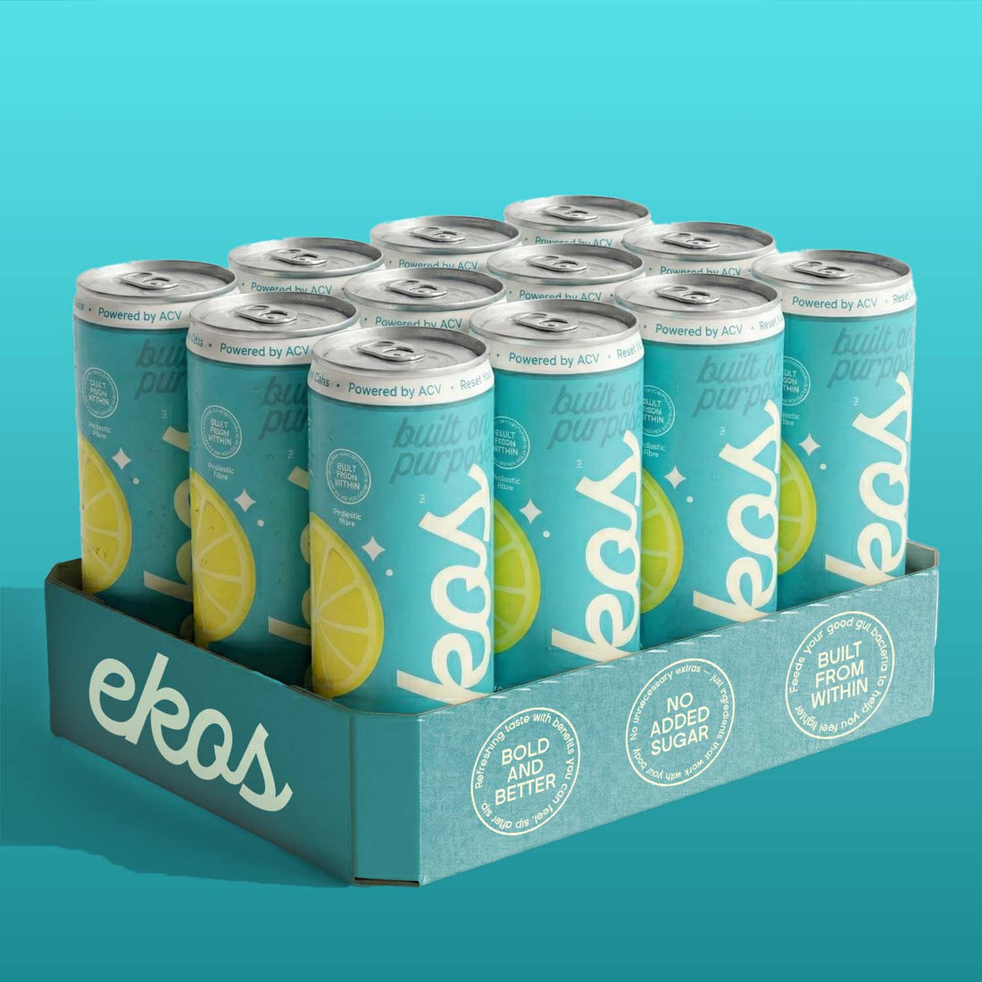 EKOS Lime & Lemon Prebiotic Reset soda- Pack of 12