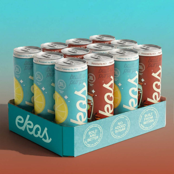 EKOS Prebiotic Reset Soda Assorted Pack - Pack of 12