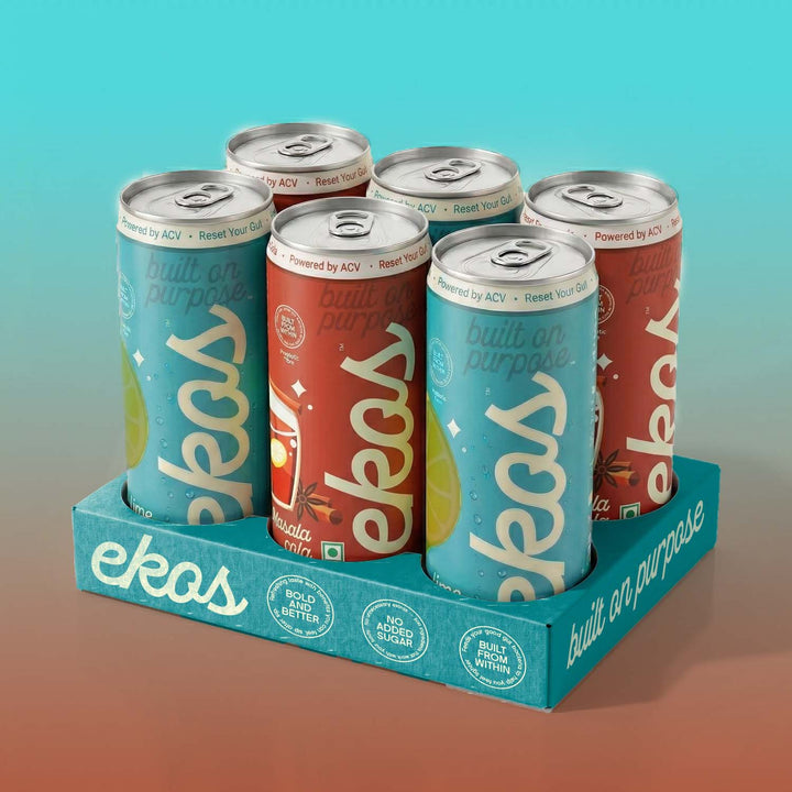 EKOS Prebiotic Reset Soda Assorted Pack - Pack of 6