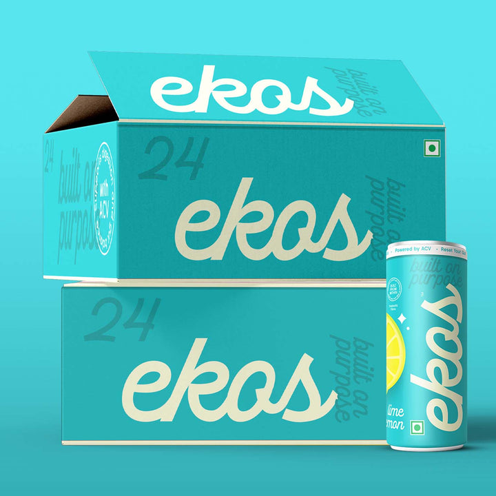EKOS Lime & Lemon Prebiotic Reset soda- Pack of 24