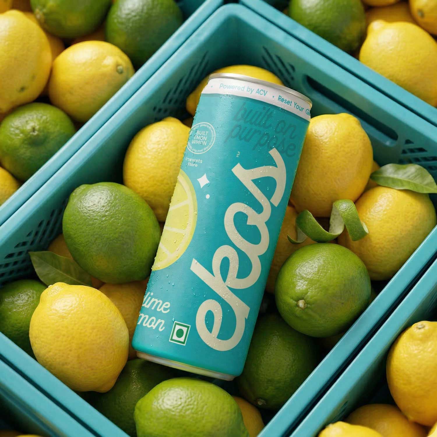 EKOS Lime & Lemon Prebiotic Reset soda- Pack of 24